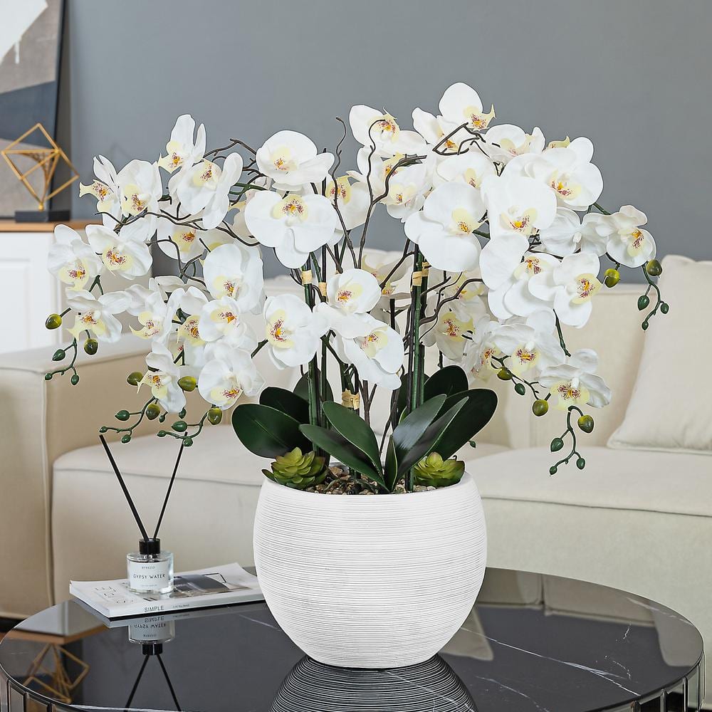 Vanity Art 36.22 in. H Artificial Phalaenopsis Orchids Floral Arrangement in Pot