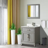 Vanity Art Genoa 24 in. W x 22 in. D x 36 in. H Bath Vanity in Grey with Engineered Marble Top in White with Basin and Mirror