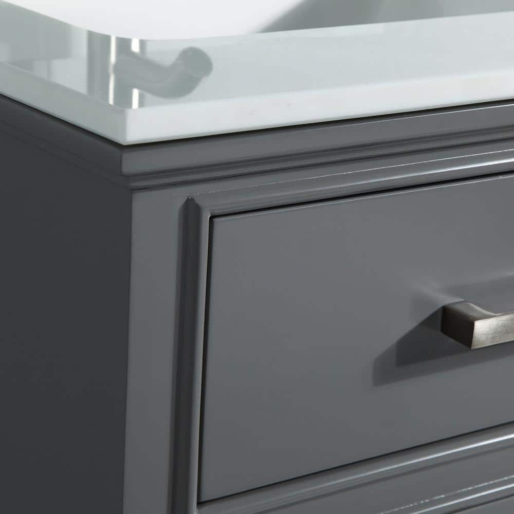 Vanity Art Genoa 24 in. W x 22 in. D x 36 in. H Bath Vanity in Grey with Engineered Marble Top in White with Basin and Mirror