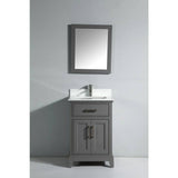 Vanity Art Genoa 24 in. W x 22 in. D x 36 in. H Bath Vanity in Grey with Engineered Marble Top in White with Basin and Mirror