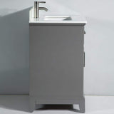 Vanity Art Genoa 24 in. W x 22 in. D x 36 in. H Bath Vanity in Grey with Engineered Marble Top in White with Basin and Mirror