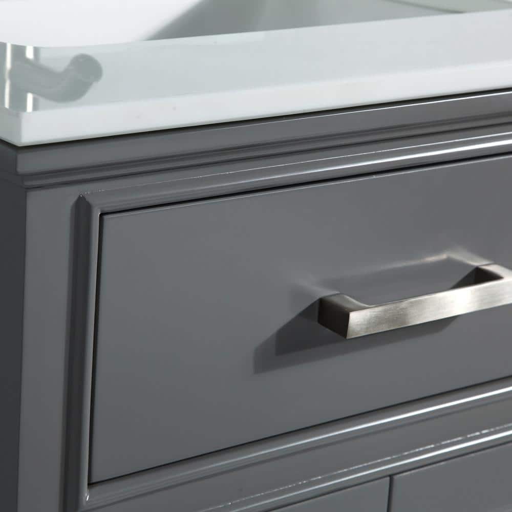 Vanity Art Genoa 30 in. W x 22 in. D x 36 in. H Bath Vanity in Grey with Engineered Marble Top in White with Basin and Mirror