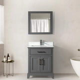 Vanity Art Genoa 30 in. W x 22 in. D x 36 in. H Bath Vanity in Grey with Engineered Marble Top in White with Basin and Mirror