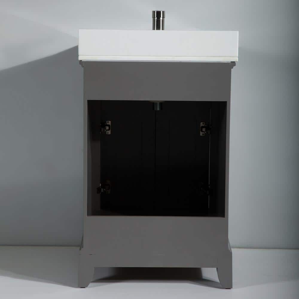 Vanity Art Genoa 30 in. W x 22 in. D x 36 in. H Bath Vanity in Grey with Engineered Marble Top in White with Basin and Mirror