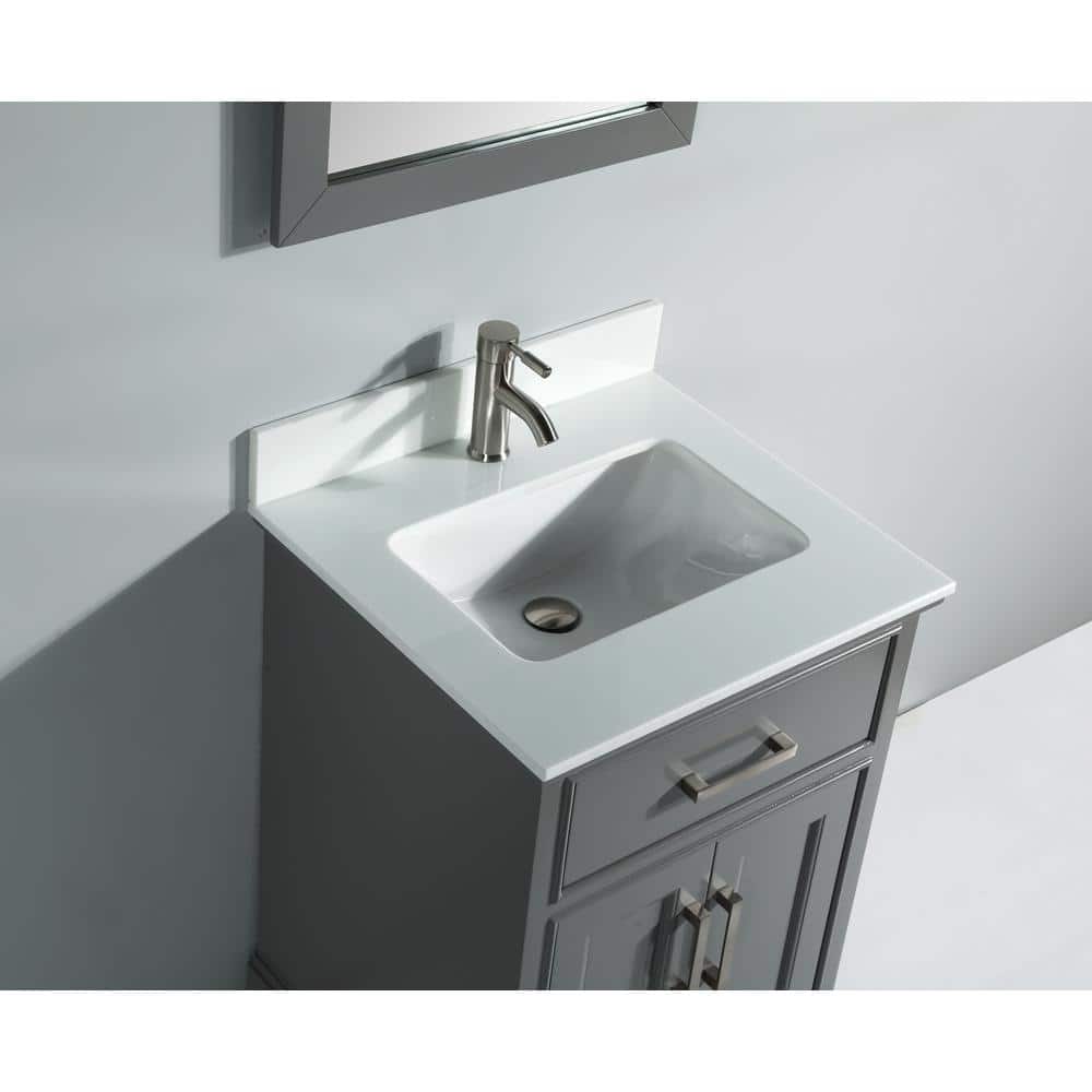 Vanity Art Genoa 30 in. W x 22 in. D x 36 in. H Bath Vanity in Grey with Engineered Marble Top in White with Basin and Mirror
