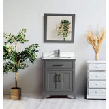 Vanity Art Genoa 30 in. W x 22 in. D x 36 in. H Bath Vanity in Grey with Engineered Marble Top in White with Basin and Mirror