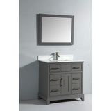 Vanity Art Genoa 36 in. W x 22 in. D x 36 in. H Bath Vanity in Grey with Engineered Marble Top in White with Basin and Mirror