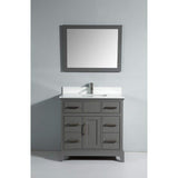Vanity Art Genoa 36 in. W x 22 in. D x 36 in. H Bath Vanity in Grey with Engineered Marble Top in White with Basin and Mirror