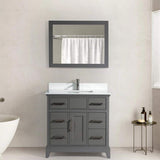 Vanity Art Genoa 36 in. W x 22 in. D x 36 in. H Bath Vanity in Grey with Engineered Marble Top in White with Basin and Mirror