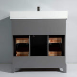 Vanity Art Genoa 36 in. W x 22 in. D x 36 in. H Bath Vanity in Grey with Engineered Marble Top in White with Basin and Mirror