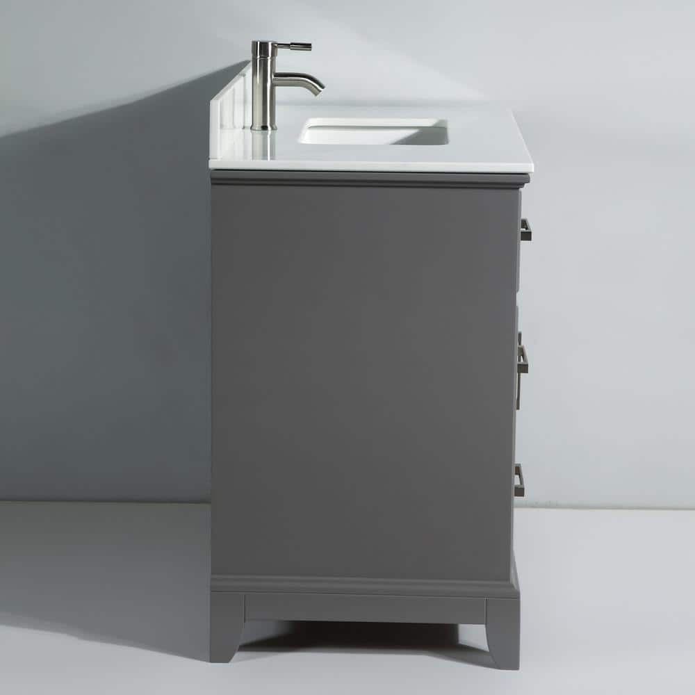 Vanity Art Genoa 36 in. W x 22 in. D x 36 in. H Bath Vanity in Grey with Engineered Marble Top in White with Basin and Mirror