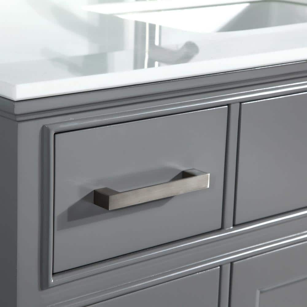 Vanity Art Genoa 48 in. W x 22 in. D x 36 in. H Bath Vanity in Grey with Engineered Marble Top in White with Basin and Mirror
