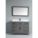 Vanity Art Genoa 48 in. W x 22 in. D x 36 in. H Bath Vanity in Grey with Engineered Marble Top in White with Basin and Mirror
