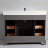 Vanity Art Genoa 48 in. W x 22 in. D x 36 in. H Bath Vanity in Grey with Engineered Marble Top in White with Basin and Mirror