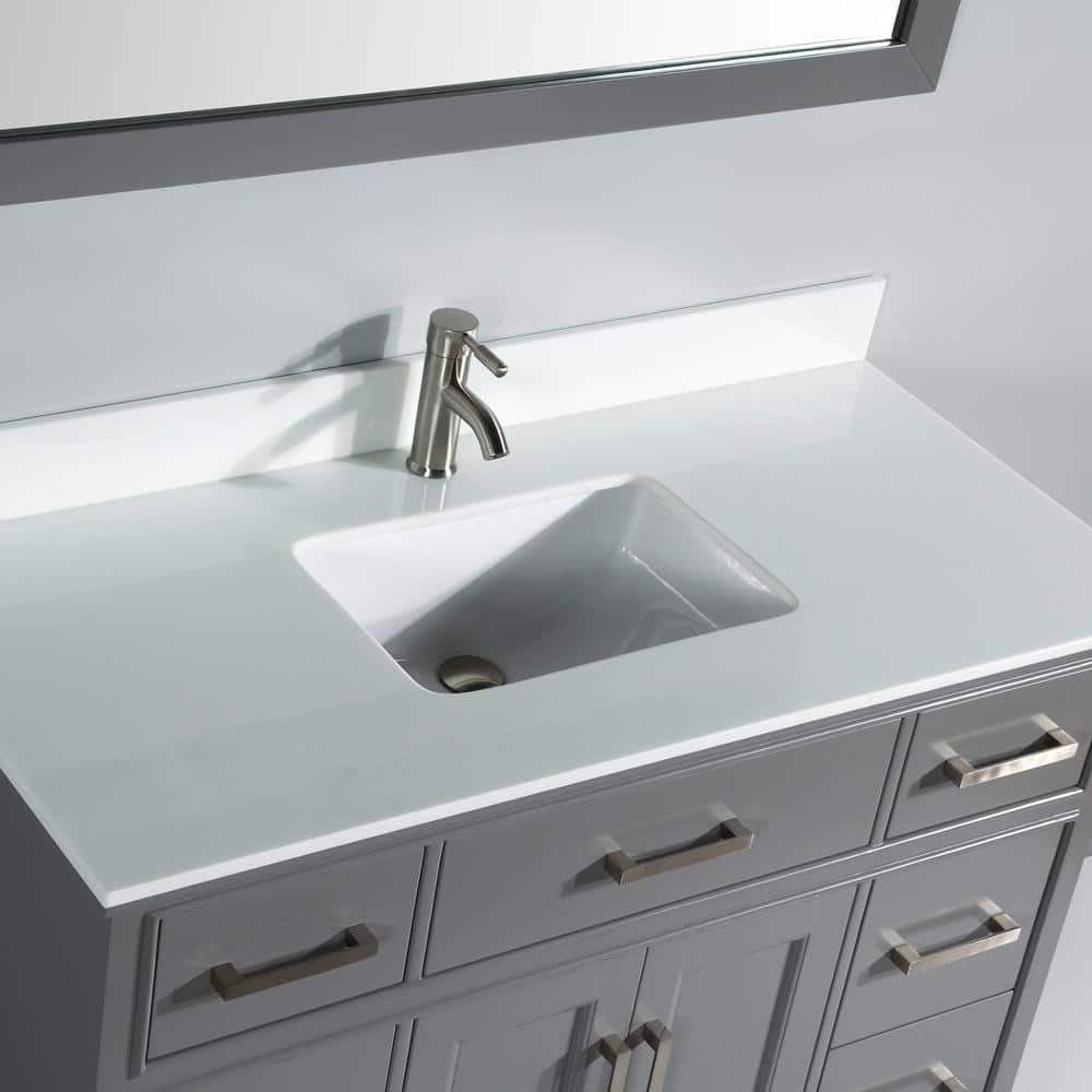 Vanity Art Genoa 48 in. W x 22 in. D x 36 in. H Bath Vanity in Grey with Engineered Marble Top in White with Basin and Mirror
