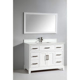 Vanity Art Genoa 48 in. W x 22 in. D x 36 in. H Bath Vanity in White with Engineered Marble Top in White with Basin and Mirror