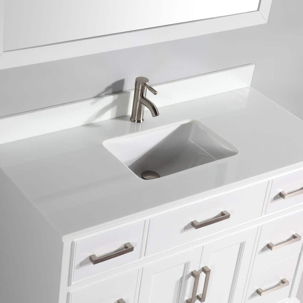 Vanity Art Genoa 48 in. W x 22 in. D x 36 in. H Bath Vanity in White with Engineered Marble Top in White with Basin and Mirror