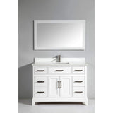 Vanity Art Genoa 48 in. W x 22 in. D x 36 in. H Bath Vanity in White with Engineered Marble Top in White with Basin and Mirror