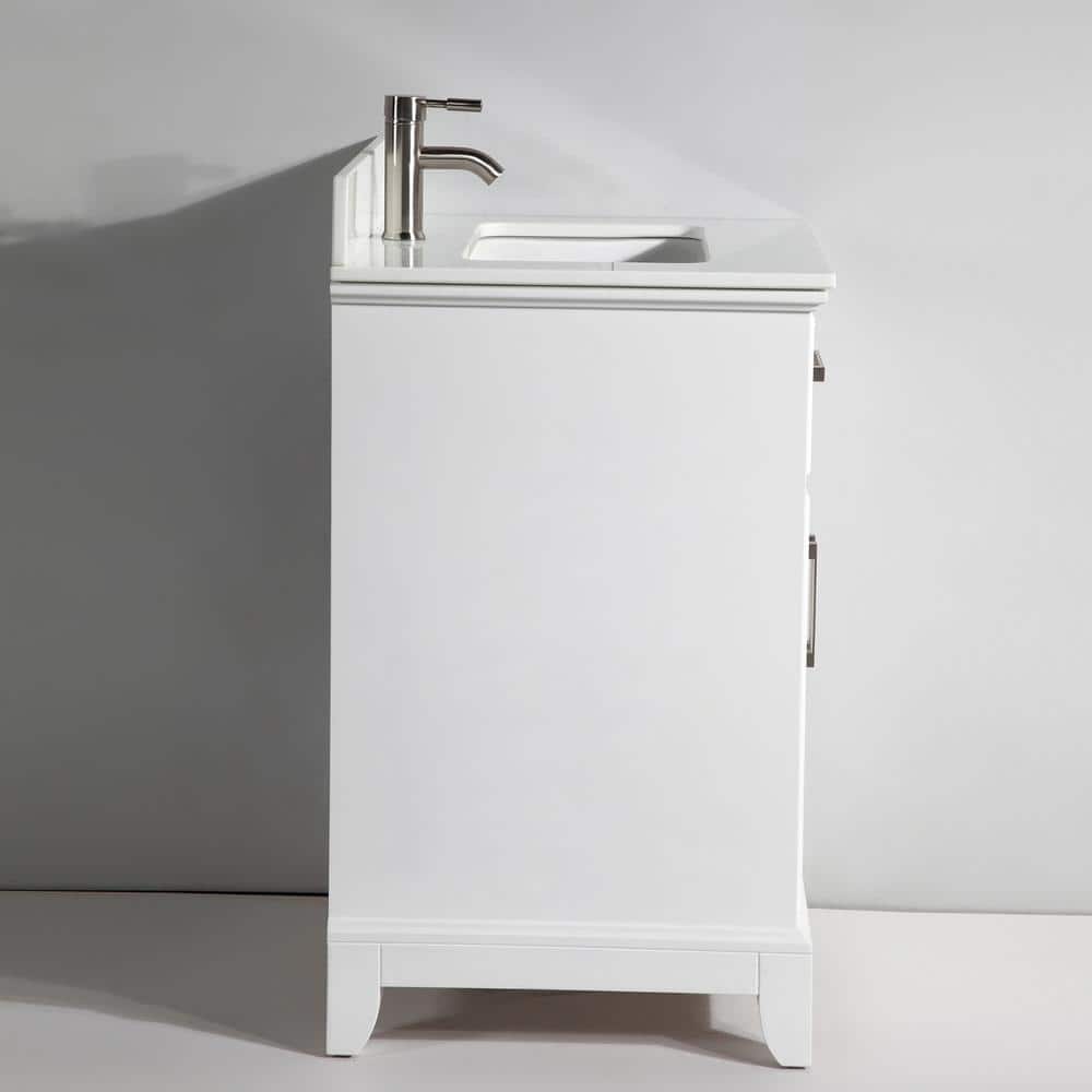 Vanity Art Genoa 48 in. W x 22 in. D x 36 in. H Bath Vanity in White with Engineered Marble Top in White with Basin and Mirror