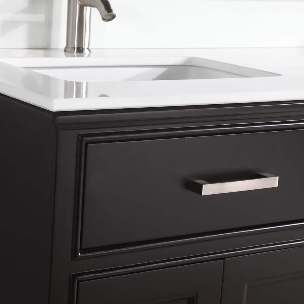 Vanity Art Genoa 60 in. W x 22 in. D x 36 in. H Bath Vanity in Espresso with Engineered Marble Top in White with Basin and Mirror