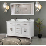 Vanity Art Genoa 60 in. W x 22 in. D x 36 in. H Bath Vanity in White with Engineered Marble Top in White with Basin and Mirror