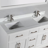 Vanity Art Genoa 60 in. W x 22 in. D x 36 in. H Bath Vanity in White with Engineered Marble Top in White with Basin and Mirror