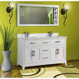 Vanity Art Genoa 60 in. W x 22 in. D x 36 in. H Bath Vanity in White with Engineered Marble Top in White with Basin and Mirror