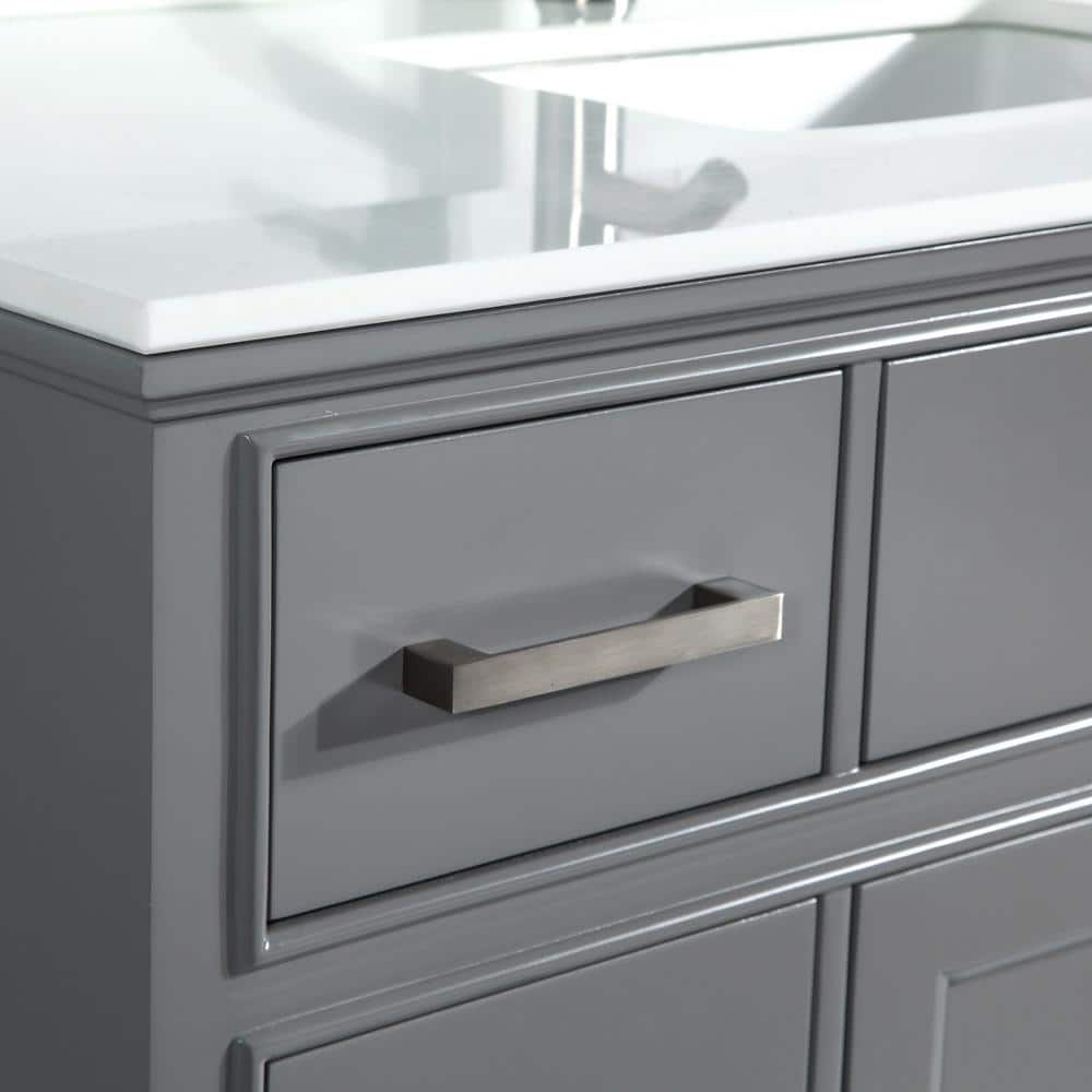 Vanity Art Genoa 60 in. W x 22 in. D x 36 in. H Bath Vanity in Grey withEngineered Marble Top in White with Basin and Mirror