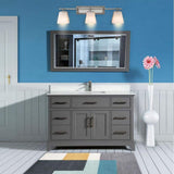 Vanity Art Genoa 60 in. W x 22 in. D x 36 in. H Bath Vanity in Grey withEngineered Marble Top in White with Basin and Mirror