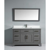 Vanity Art Genoa 60 in. W x 22 in. D x 36 in. H Bath Vanity in Grey withEngineered Marble Top in White with Basin and Mirror
