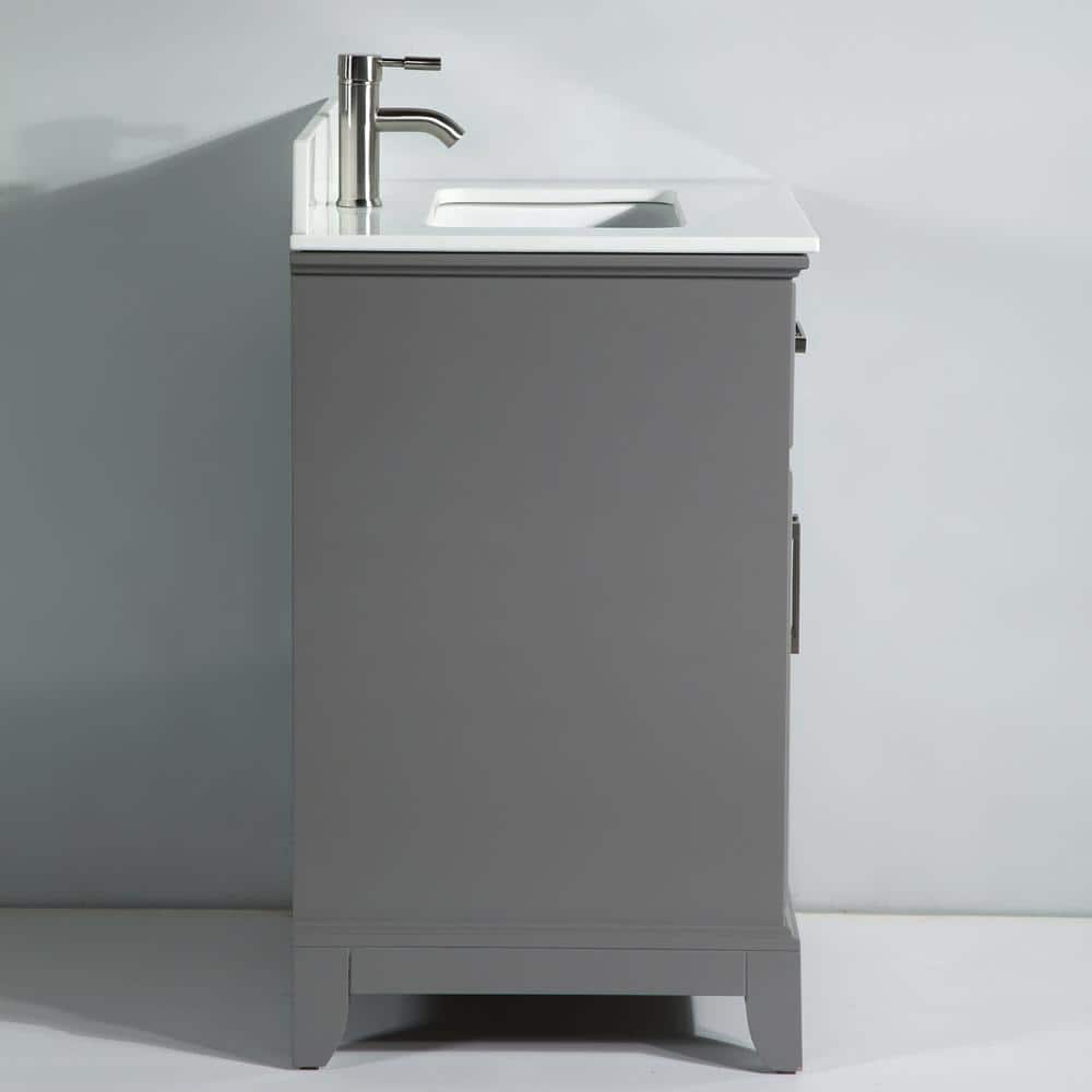 Vanity Art Genoa 60 in. W x 22 in. D x 36 in. H Bath Vanity in Grey withEngineered Marble Top in White with Basin and Mirror