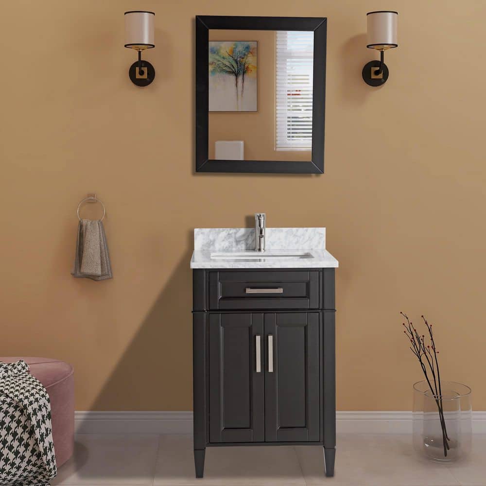 Vanity Art Savona 24 in. W x 22 in. D x 36 in. H Bath Vanity in Espresso with Vanity Top in White with White Basin and Mirror