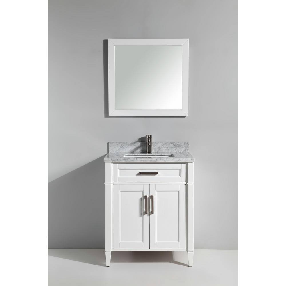 Vanity Art Savona 30 in. W x 22 in. D x 36 in. H Bath Vanity in White with Vanity Top in White with White Basin and Mirror