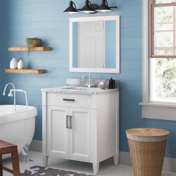 Vanity Art Savona 30 in. W x 22 in. D x 36 in. H Bath Vanity in White with Vanity Top in White with White Basin and Mirror