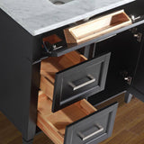 Vanity Art 36 in. W x 22 in. D x 36 in. H Vanity in Espresso with Single Basin Vanity Top in White and Grey Marble and Mirror