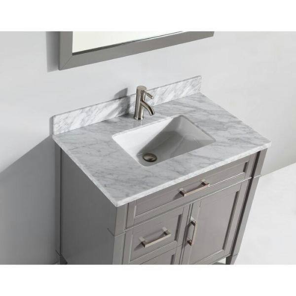 Vanity Art Savona 36 in. W x 22 in. D x 36 in. H Vanity in Grey with Single Basin Vanity Top in White and Grey Marble and Mirror