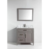 Vanity Art Savona 36 in. W x 22 in. D x 36 in. H Vanity in Grey with Single Basin Vanity Top in White and Grey Marble and Mirror