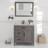 Vanity Art Savona 36 in. W x 22 in. D x 36 in. H Vanity in Grey with Single Basin Vanity Top in White and Grey Marble and Mirror