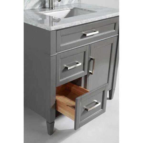 Vanity Art Savona 36 in. W x 22 in. D x 36 in. H Vanity in Grey with Single Basin Vanity Top in White and Grey Marble and Mirror