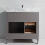 Vanity Art Savona 36 in. W x 22 in. D x 36 in. H Vanity in Grey with Single Basin Vanity Top in White and Grey Marble and Mirror