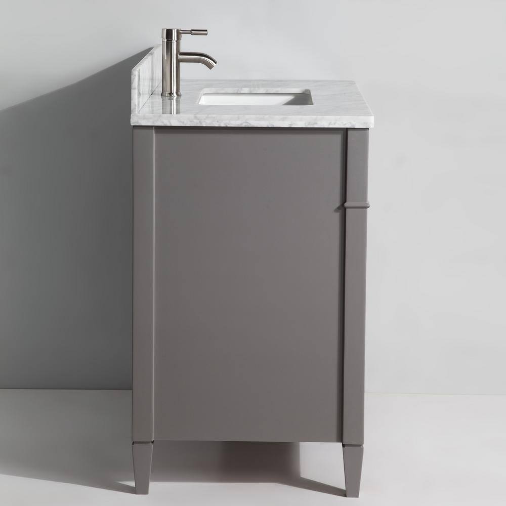 Vanity Art Savona 36 in. W x 22 in. D x 36 in. H Vanity in Grey with Single Basin Vanity Top in White and Grey Marble and Mirror