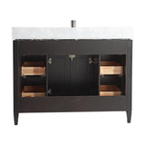 Vanity Art Savona 48 in. W x 22 in. D x 36 in. H Vanity in Espresso with Single Basin Vanity Top in White and Grey Marble and Mirror