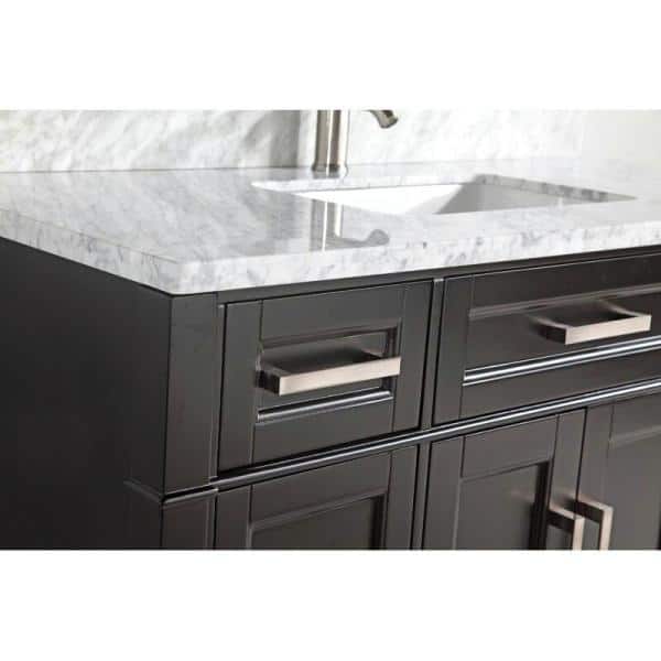 Vanity Art Savona 48 in. W x 22 in. D x 36 in. H Vanity in Espresso with Single Basin Vanity Top in White and Grey Marble and Mirror