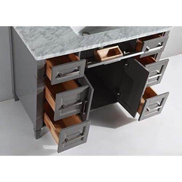 Vanity Art Savona 48 in. W x 22 in. D x 36 in. H Vanity in Grey with Single Basin Vanity Top in White and Grey Marble and Mirror