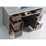Vanity Art Savona 48 in. W x 22 in. D x 36 in. H Vanity in Grey with Single Basin Vanity Top in White and Grey Marble and Mirror