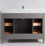 Vanity Art Savona 48 in. W x 22 in. D x 36 in. H Vanity in Grey with Single Basin Vanity Top in White and Grey Marble and Mirror