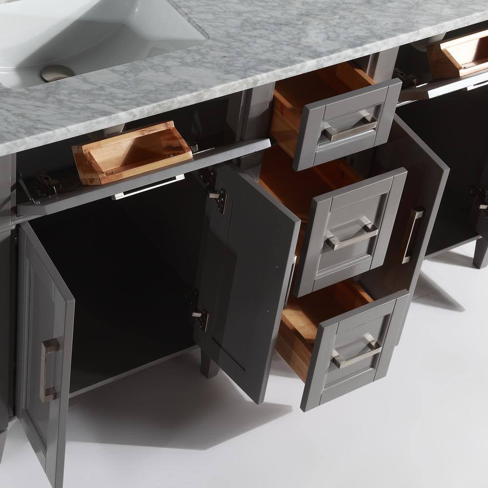 Vanity Art Savona 60 in. W x 22 in. D x 36 in. H Bath Vanity in Grey with Vanity Top in White with White Basin and Mirror