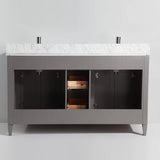 Vanity Art Savona 60 in. W x 22 in. D x 36 in. H Bath Vanity in Grey with Vanity Top in White with White Basin and Mirror