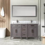 Vanity Art Savona 60 in. W x 22 in. D x 36 in. H Bath Vanity in Grey with Vanity Top in White with White Basin and Mirror