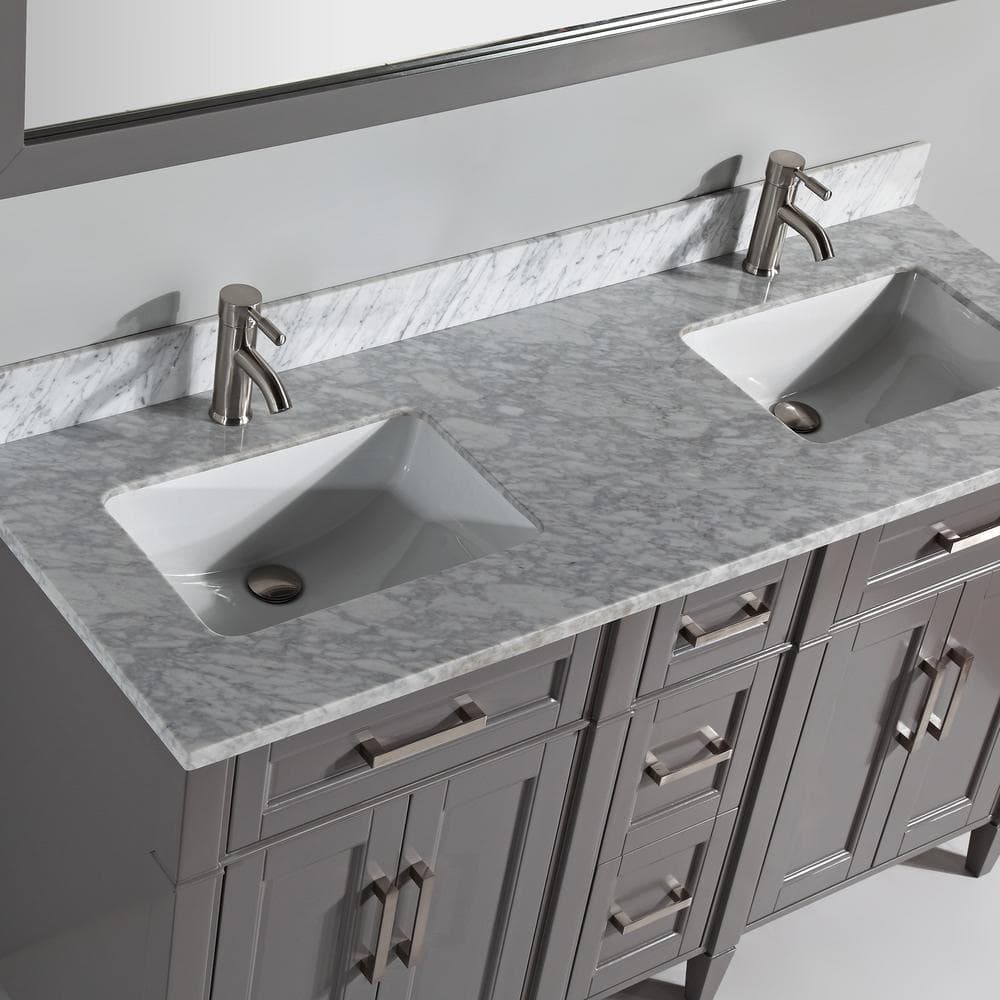 Vanity Art Savona 60 in. W x 22 in. D x 36 in. H Bath Vanity in Grey with Vanity Top in White with White Basin and Mirror